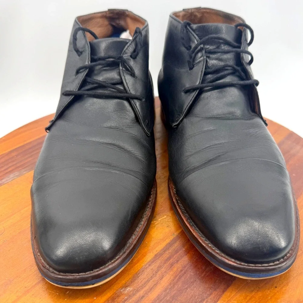 Johnston & Murphy Leather Chukka Boots Mens 9.5 Black Preppy Heritage Dressy